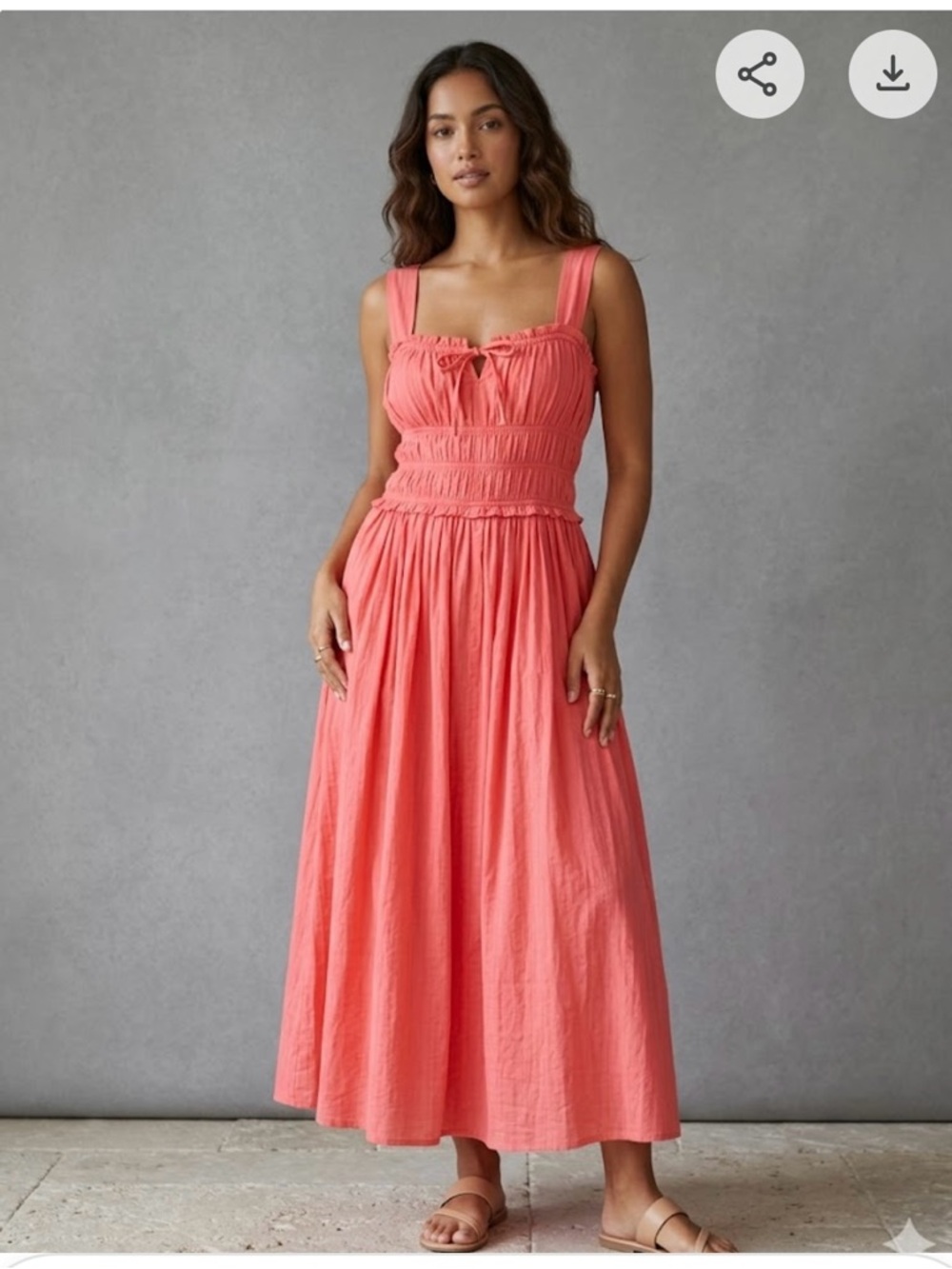 GAP Coral Smocked Maxi Dress